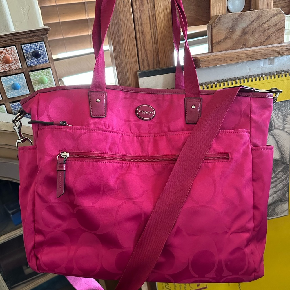 Coach Fuchsia Signature Tote Bag